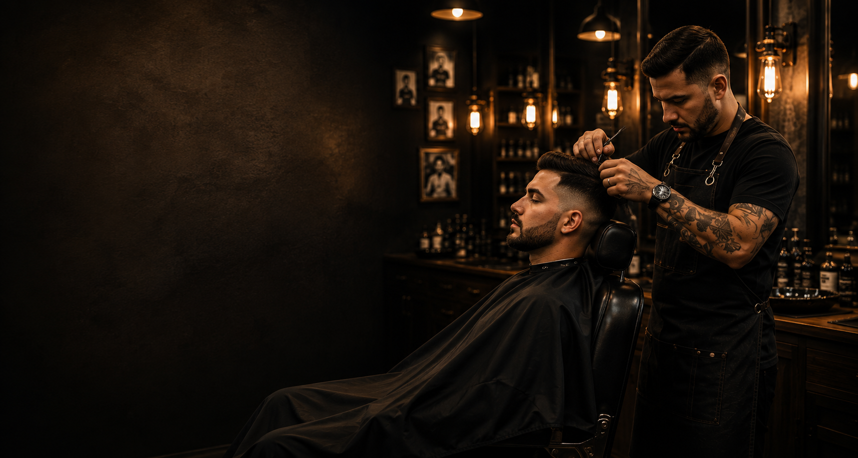Barbeiro trabalhando em corte masculino